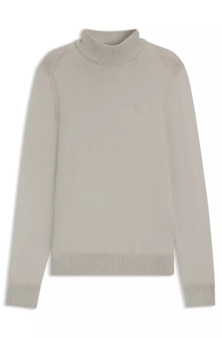 Wool-blend rollneck sweater with embroidered logo