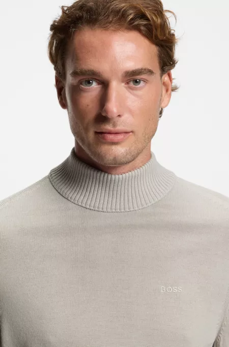 Wool-blend rollneck sweater with embroidered logo