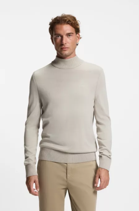 Wool-blend rollneck sweater with embroidered logo