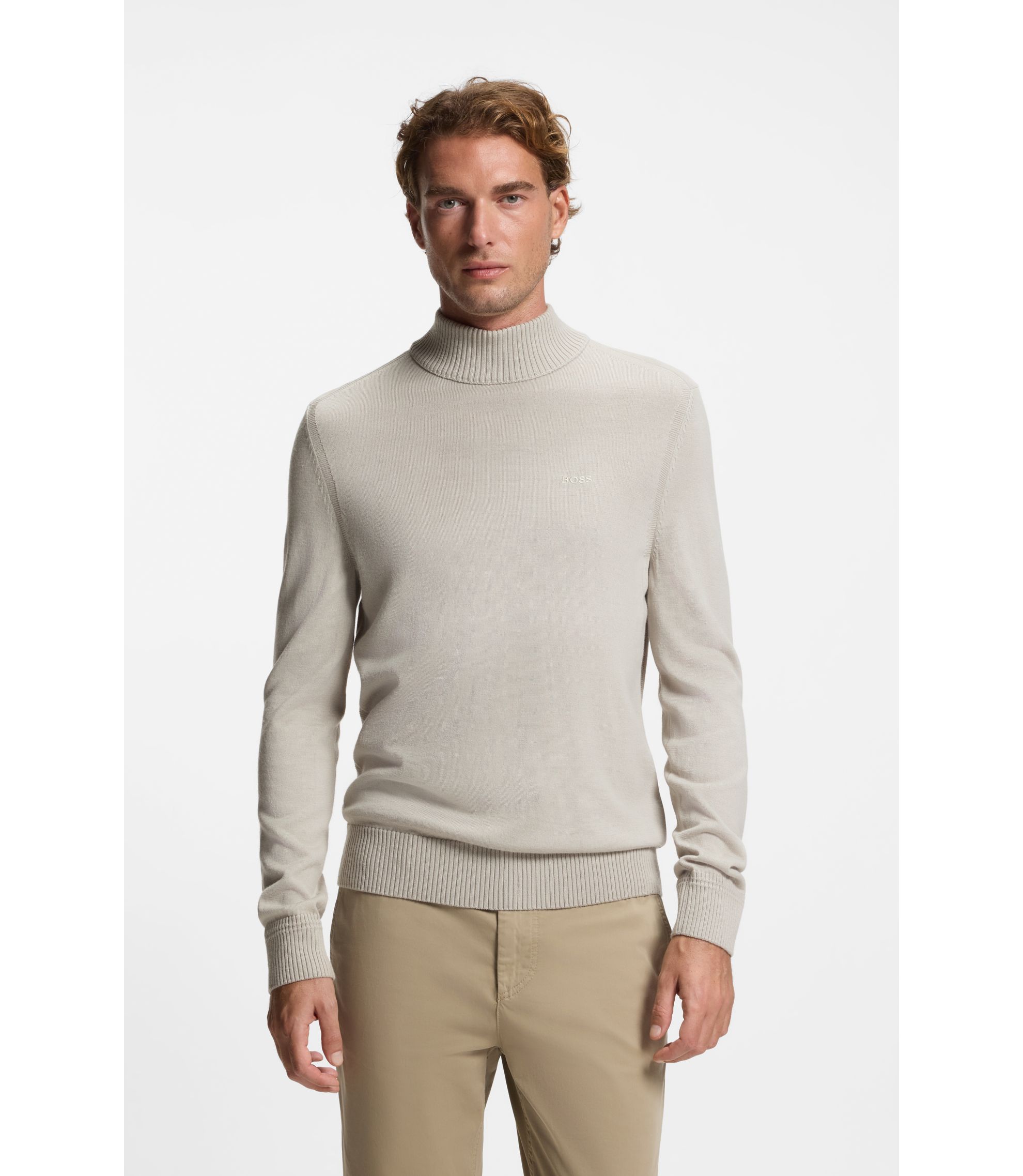 Moderne Rollkragenpullover in Beige für Herren von HUGO BOSS