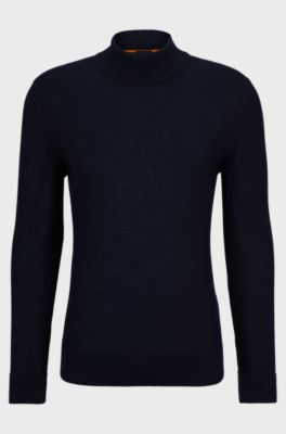 Virgin-wool-blend sweater, Dark Blue