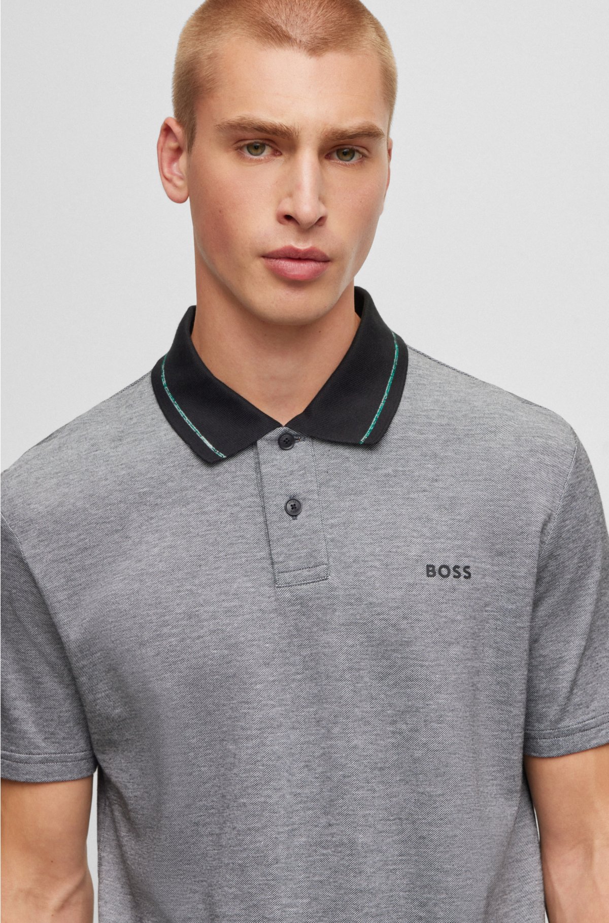 BOSS - Logo-print polo shirt in Oxford cotton piqué