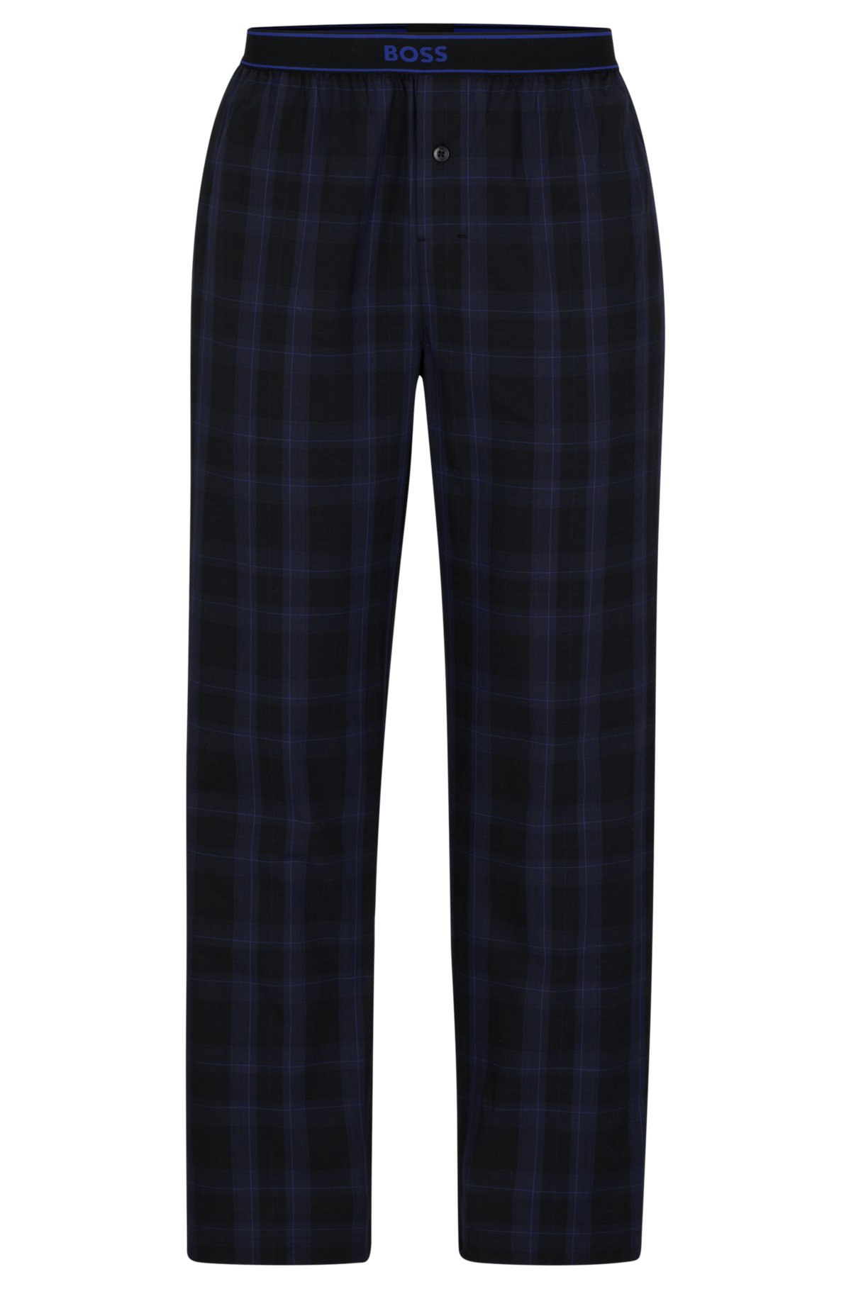BOSS - Cotton-poplin pyjama bottoms with check pattern