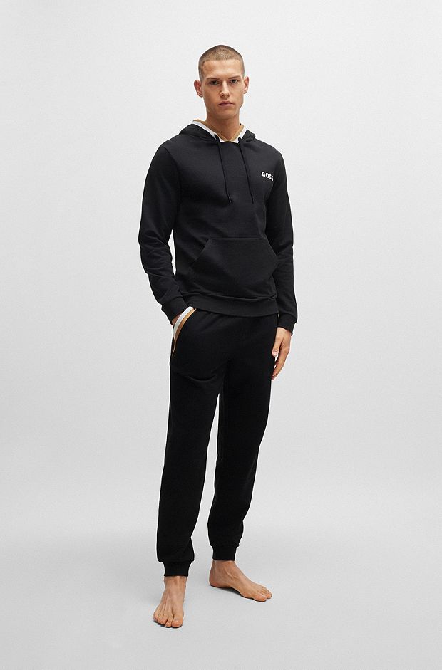Signature-stripe tracksuit in French terry, Black