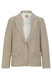 Veste Slim Fit en flanelle de laine stretch chinée, Beige