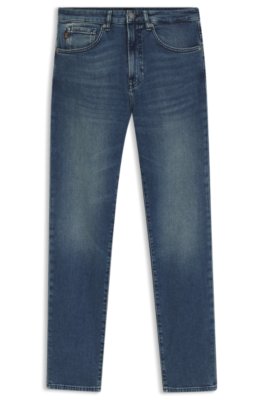 Boss Uomo Blu Jeans Maine Regular Fit In Comodo Denim Elasticizzato