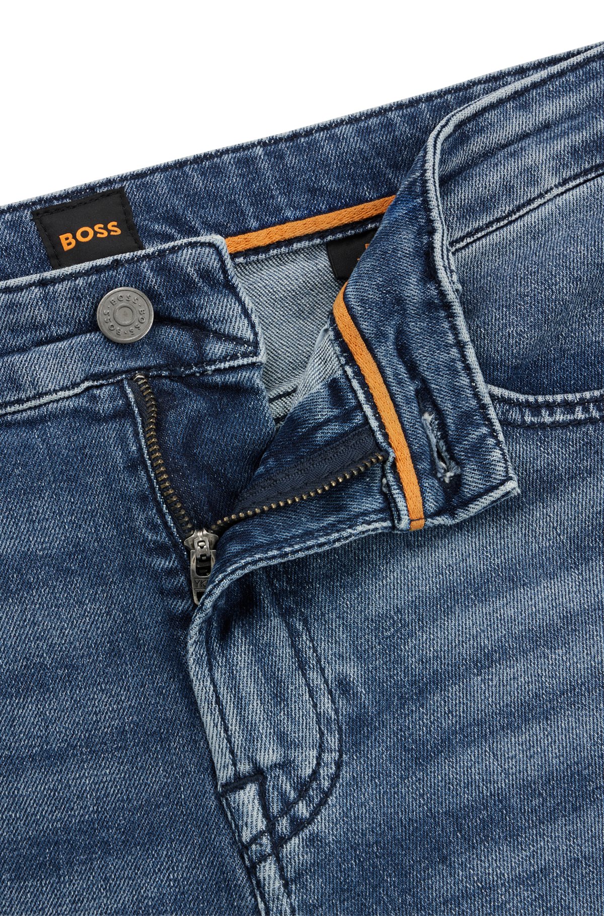 Regular-fit jeans van comfortabel middenblauw stretchdenim, Blauw