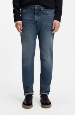 Maine Regular-fit jeans in mid-blue comfort-stretch denim, Blue