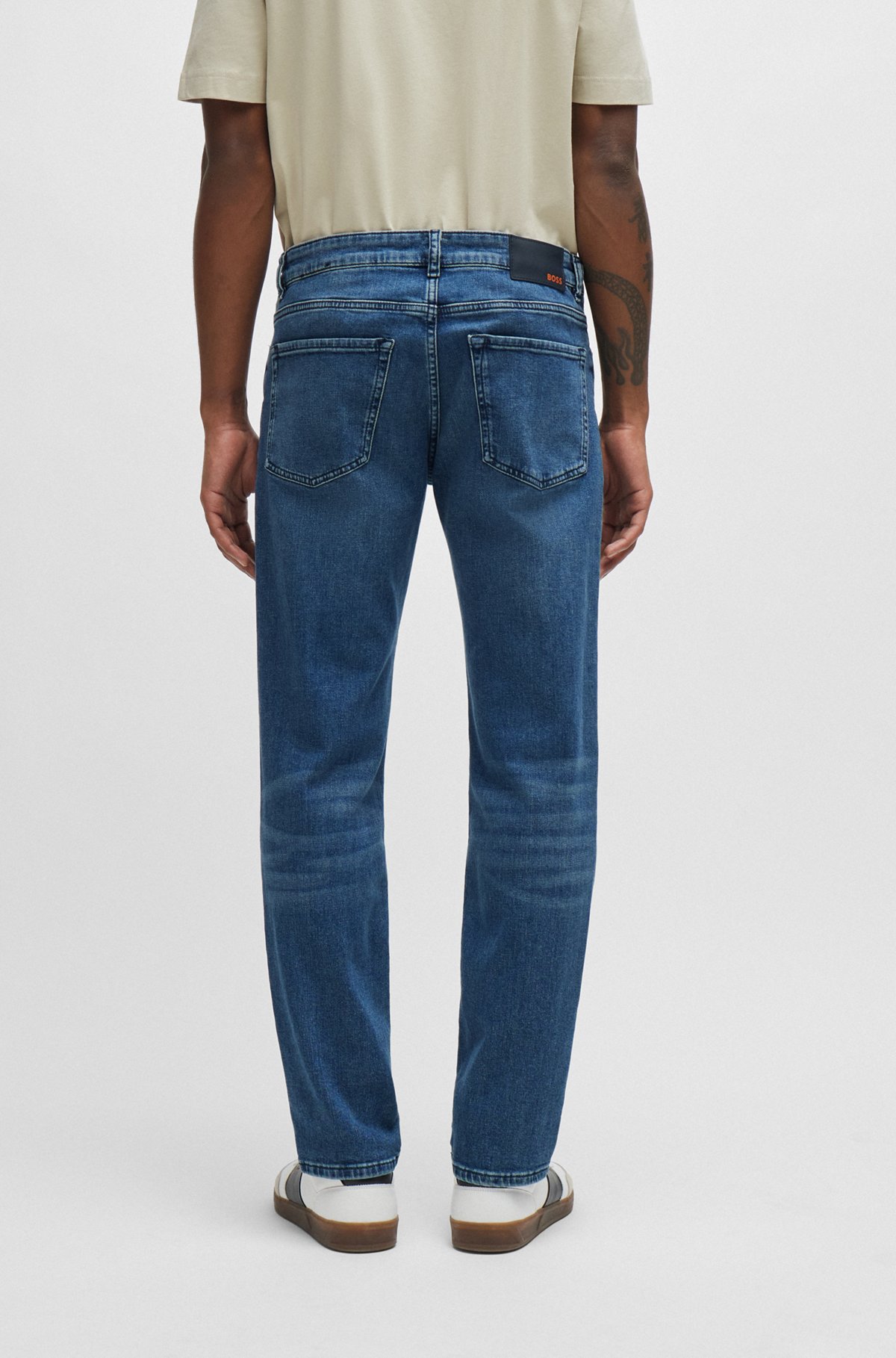 Regular-fit jeans van comfortabel middenblauw stretchdenim, Blauw