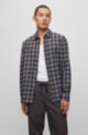 Relaxed-fit shirt in checked cotton twill, Dark Grey