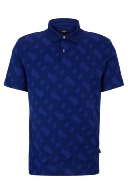 BOSS - Regular-fit polo shirt with monogram jacquard