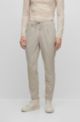 Relaxed-fit trousers in stretch material with drawcord waistband, Light Beige