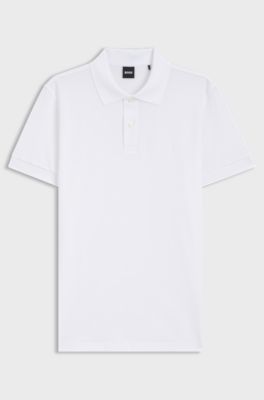 Cotton piqu&eacute; jersey polo shirt with logo detail, White