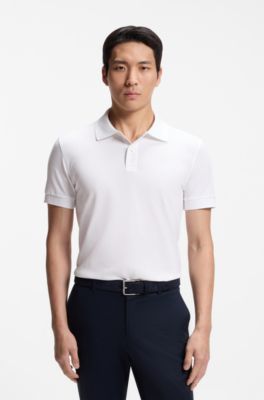 Cotton piqu&eacute; jersey polo shirt with logo detail, White