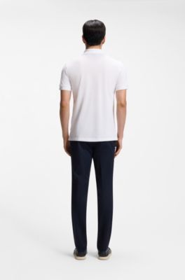 Cotton piqu&eacute; jersey polo shirt with logo detail, White