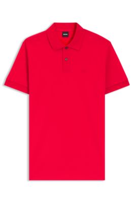 Cotton piqu&eacute; jersey polo shirt with logo detail, Red