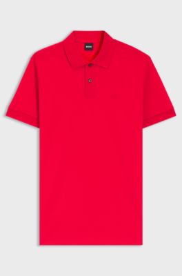 Cotton piqu&eacute; jersey polo shirt with logo detail, Red