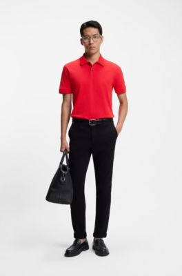 Cotton piqu&eacute; jersey polo shirt with logo detail, Red