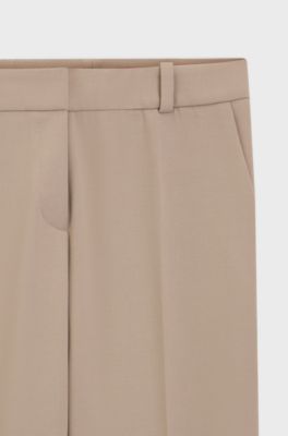 Slim-fit trousers with slit hems , Light Beige