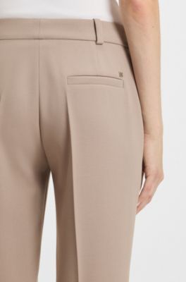 Slim-fit trousers with slit hems , Light Beige