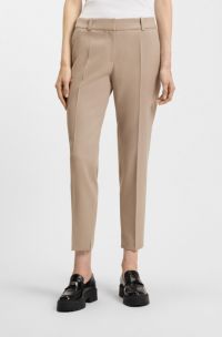 Slim-fit trousers with slit hems , Light Beige