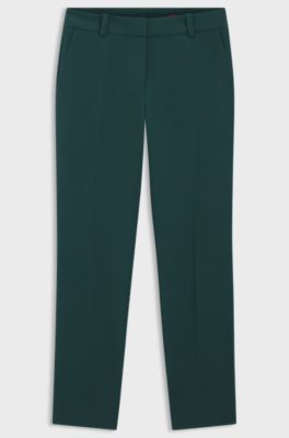 Slim-fit trousers with slit hems , Dark Green