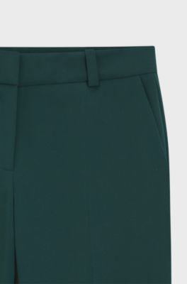 Slim-fit trousers with slit hems , Dark Green
