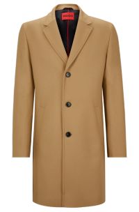 Wool-blend coat with ivory-nut buttons, Beige
