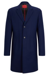 Wool-blend coat with ivory-nut buttons, Dark Blue
