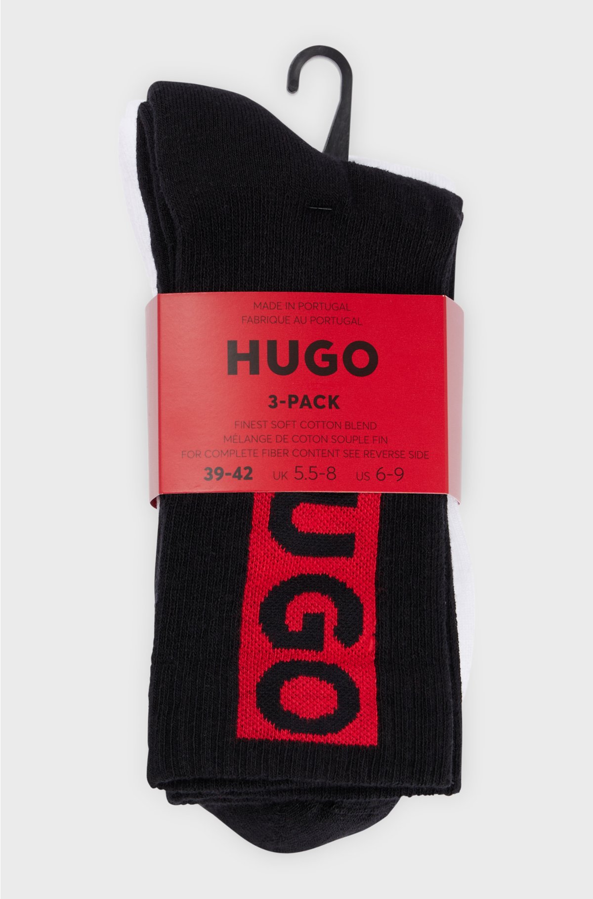 Three-pack of short socks with red logo labels, White / Black