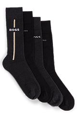 Four-pack of regular-length socks with logo details - gift set, Black / Grey