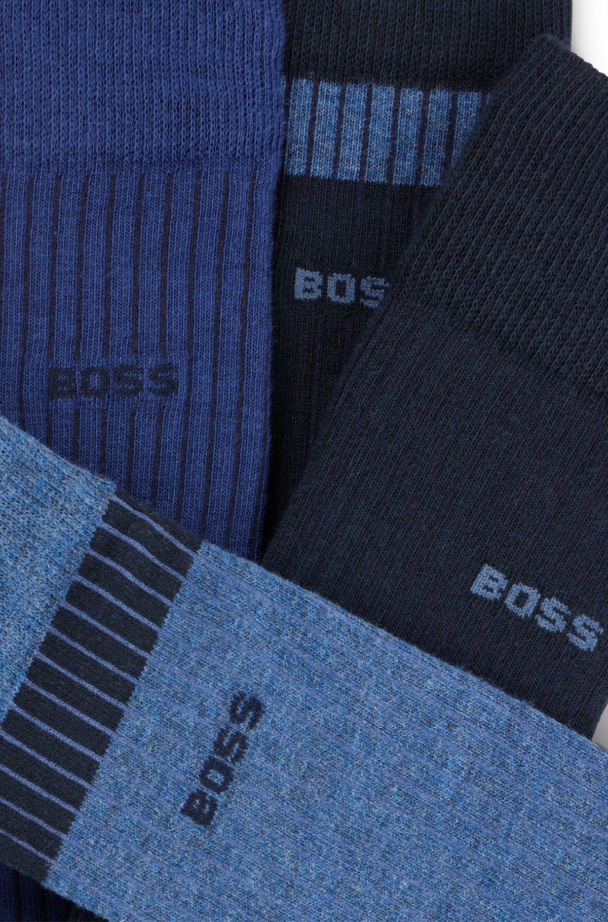 Four-pack of regular-length socks with logo details - Gift set, Blue