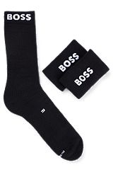 Set de regalo de calcetines y pulseras de largo normal con logo, Negro