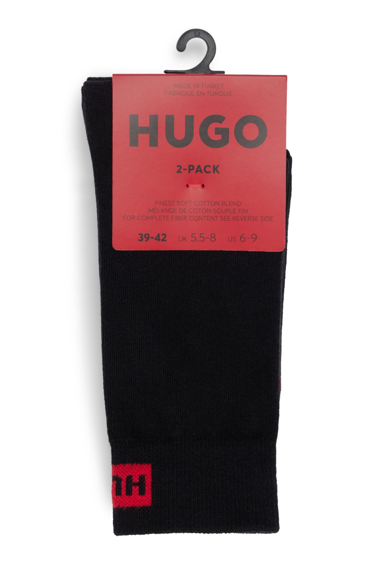 Two-pack of regular-length socks with logo detail, Black