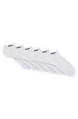 Six-pack of ankle-length socks with logo cuffs, White