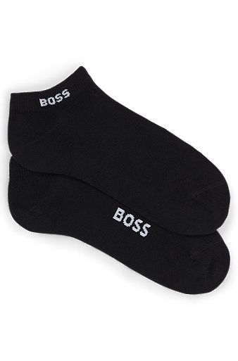 Набор из двух пар носков до щиколотки с логотипами, Черный