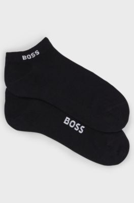 アンクルソックス2足セット コットンブレンド ロゴ, ブラック