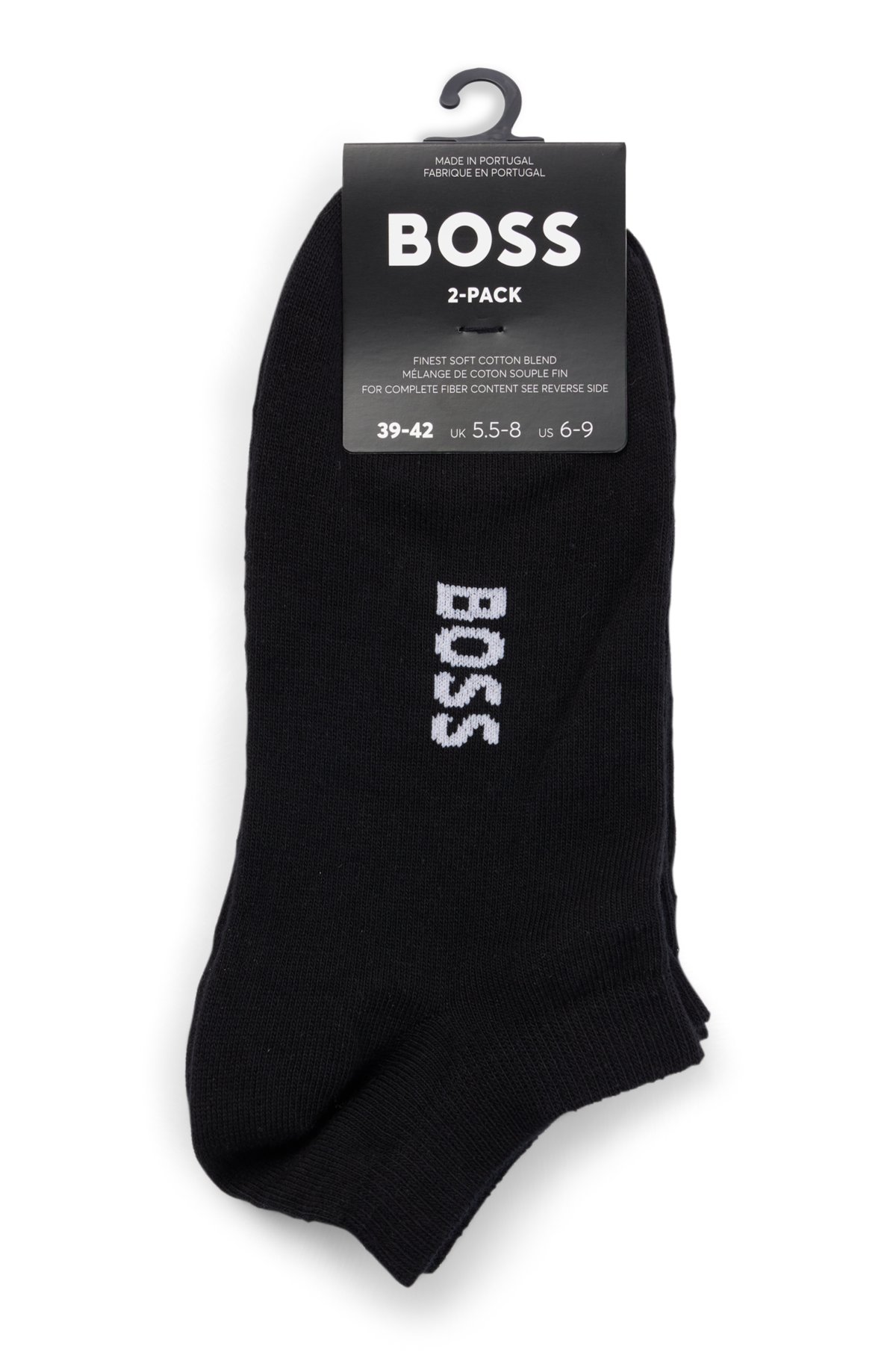 Two-pack of cotton-blend ankle-length socks, Black