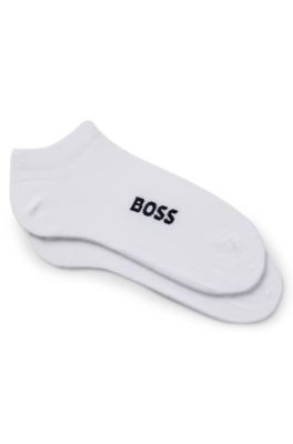 Two-pack of cotton-blend logo ankle socks, White