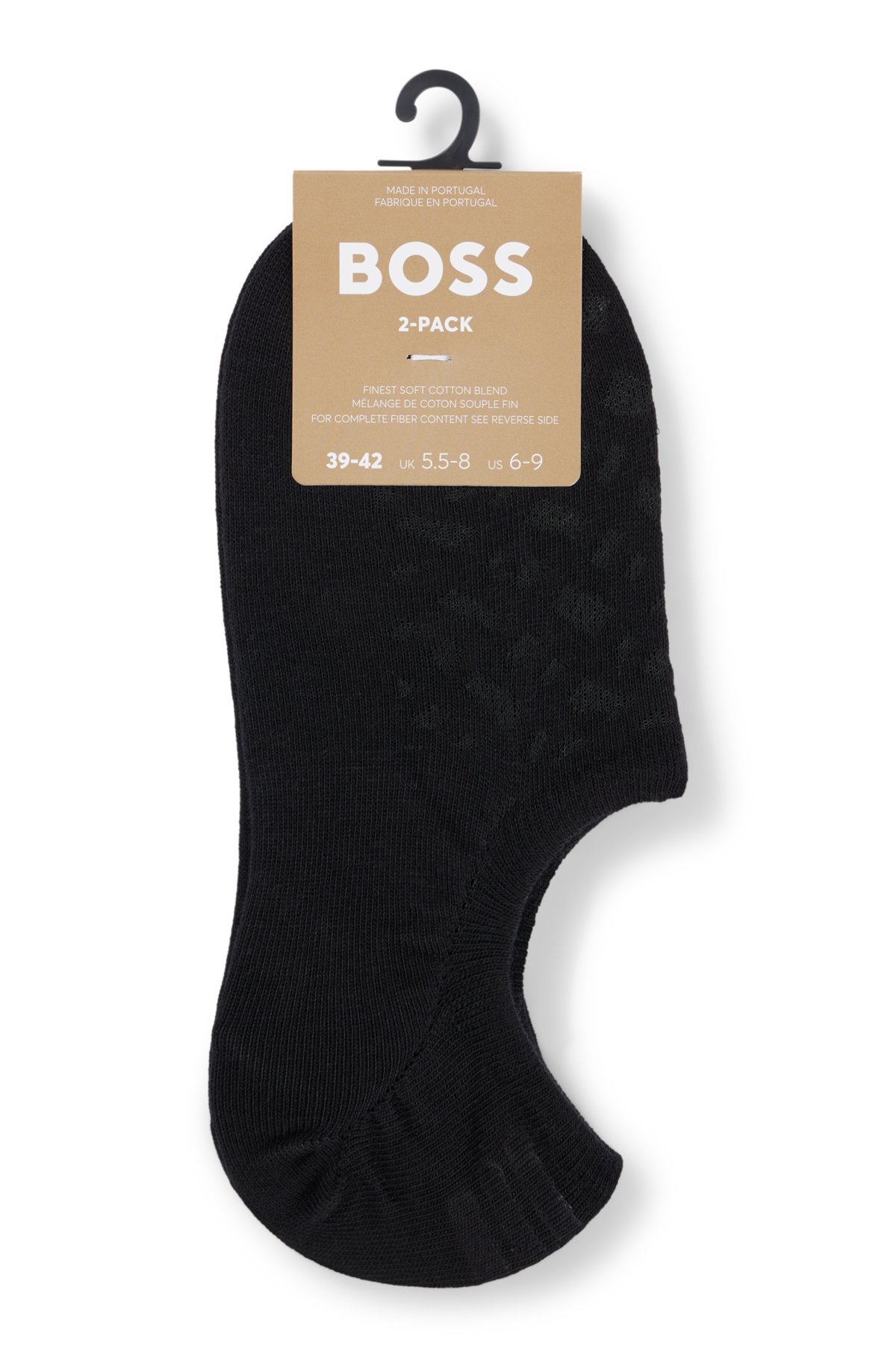 Two-pack of invisible socks in a cotton blend, Black