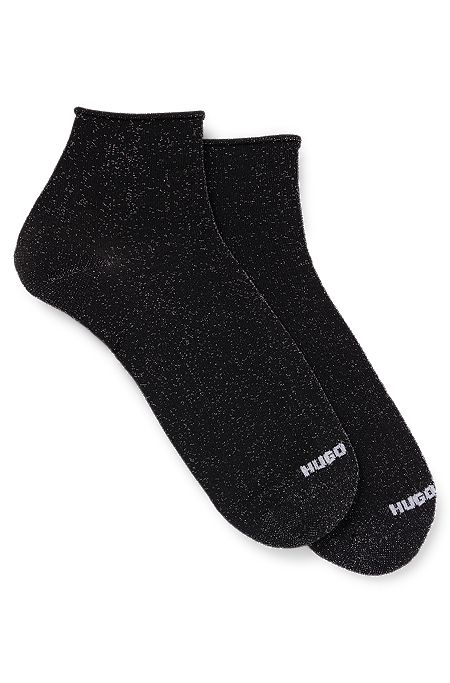 Set van twee paar sokken met metallic vezels, Zwart