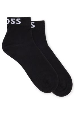 Two-pack of quarter-length socks with contrast logos, Black