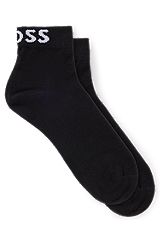Набор из двух пар носков длиной выше щиколотки с контрастными логотипами, Черный