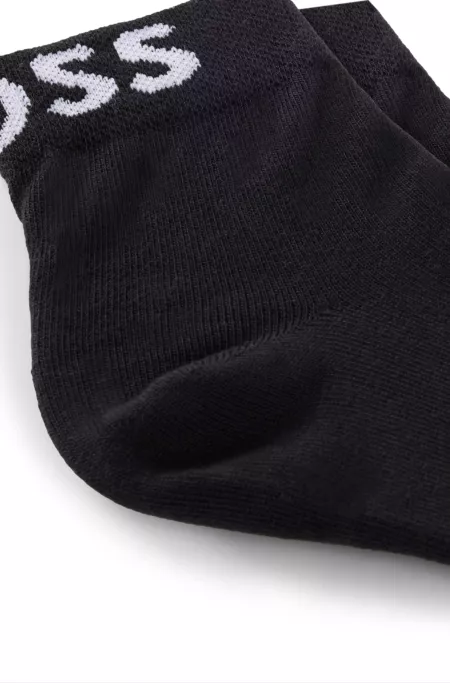 Two-pack of quarter-length socks with contrast logos