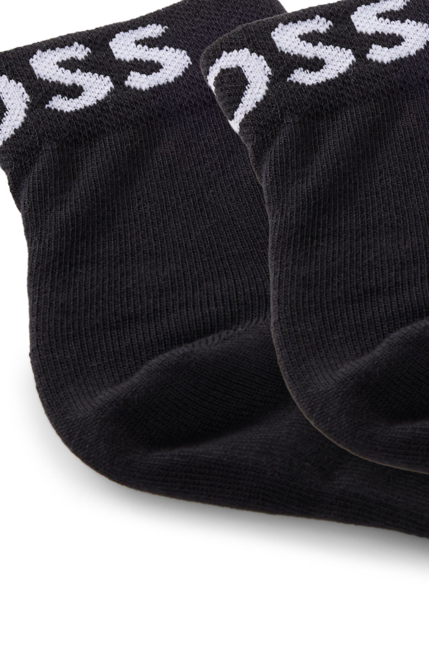 Two-pack of quarter-length socks with contrast logos, Black