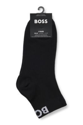Two-pack of quarter-length socks with contrast logos, Black