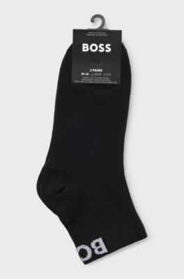 Two-pack of quarter-length socks with contrast logos, Black