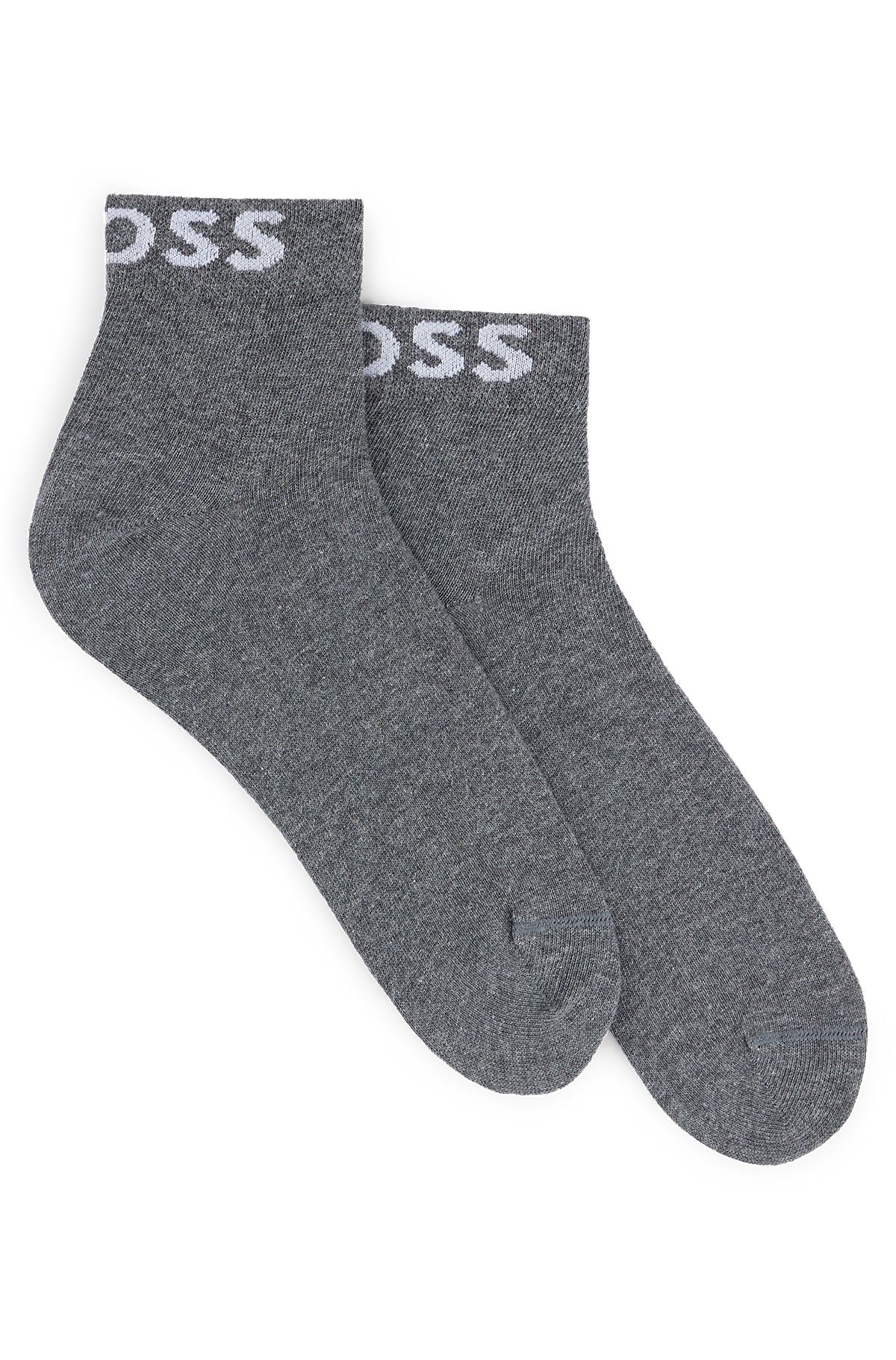 Paquete de 2 pares de calcetines cortos con logos en contraste, Gris
