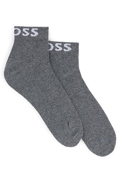 Pakke med to par sokker i trekvart længde med logoer i kontrastfarve, Grå
