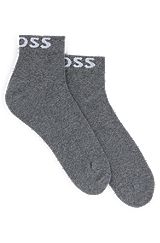 Набор из двух пар носков длиной выше щиколотки с контрастными логотипами, Серый